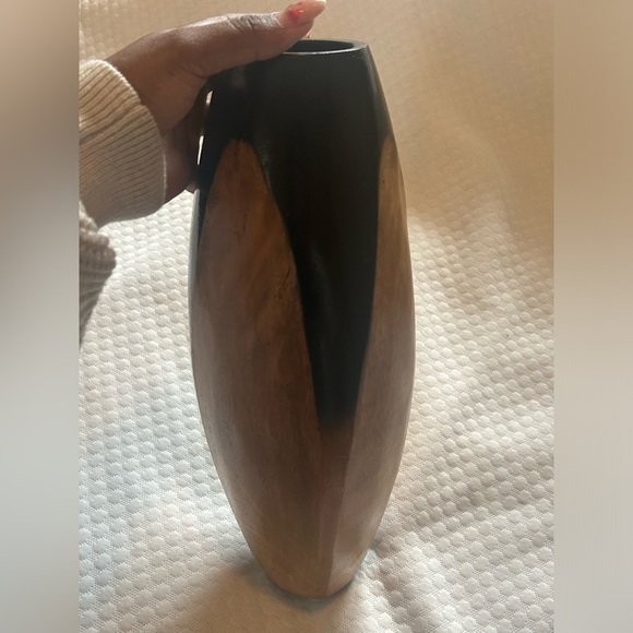 Wood Brown Decorative Vase Rustic Decor - Picture 1 of 5